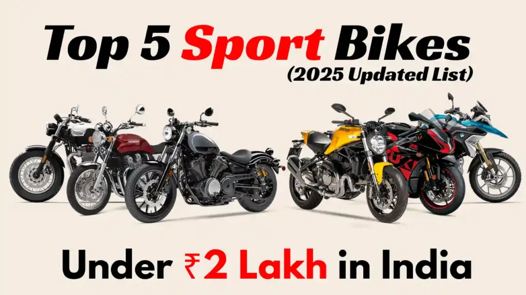 Top 5 sport bikes under ₹2 lakh in India (2025) with price, mileage, features & specs. Picks include R15 V4, NS200, Apache 200 & more.